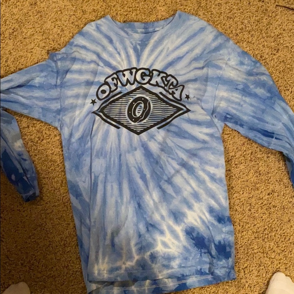 Large ofwgkta baby blue/white tye dye long sleeve